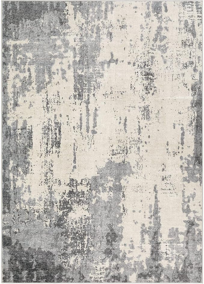 6x9 Area Rug Living Room Rugs - Washable Neutral Modern Abstract Soft Thin Rug Indoor Floor No Slip Rug Carpet for Bedroom Under Dining Table Home Office Decor - Grey/Light Brown