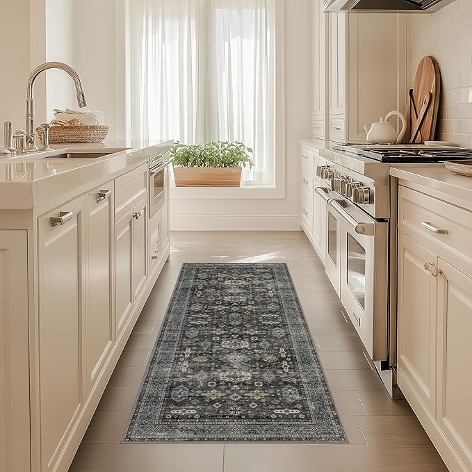 Area Rug Non Slip Machine Washable Ultra Soft Living Room/Bedroom/Kitchen/Outdoor/Classroom Silver, 2'×6'