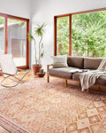 Loloi Layla Collection LAY-16 Natural/Spice 2'-6" x 12'-0" .13" Thick Runner Rug, Soft, Durable, Vintage Inspired, Distressed, Low Pile, Non-Shedding, Easy Clean, Printed, Living Room Rug