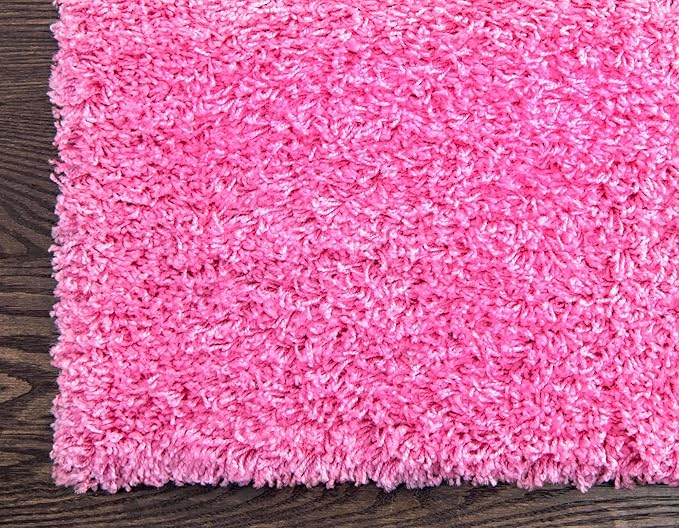 Unique Loom Solid Shag Collection Area Rug (2' 6" x 19' 8" Runner, Taffy Pink)