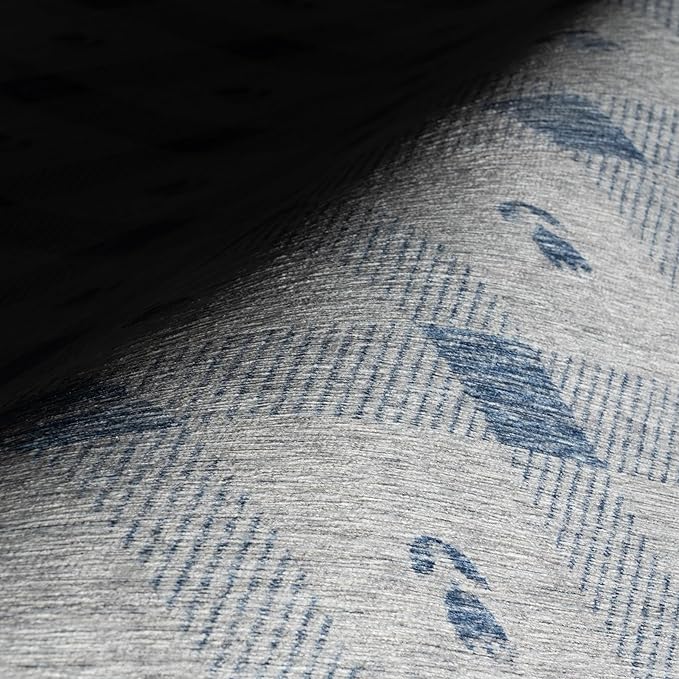 Dash & Albert Valen Plaid Blue Machine Washable Rug, 9.5 X 13.5 Feet, Blue/White Plaid Pattern