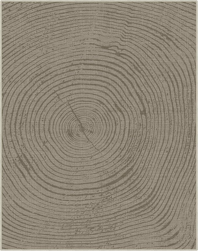 Bavni 5x7 Rug, Soft Machine Washable Area Rug Non Slip, Modern Printed Lightweight Rug, Abstract Pet Friendly Rug for Living Room, Playroom, Bedroom, Wood Brown