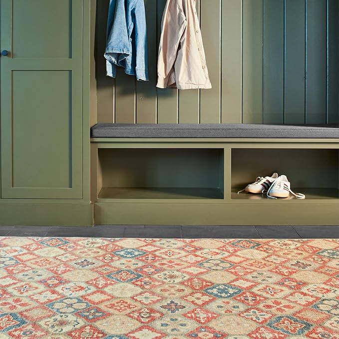 Dash and Albert Pali Machine Washable Area Rug - 6' x 9' Multicolor - Geometric Accent Rug - Anti-Slip Backing, Lightweight, Machine Washable, High Traffic Areas Kitchen, Mudroom, Laundry Room