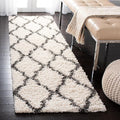 SAFAVIEH Dallas Shag Collection Runner Rug - 2'3" x 10', Ivory & Dark Grey, Trellis Design, Non-Shedding & Easy Care, 1.5-inch Thick Ideal for High Traffic Areas in Living Room, Bedroom (SGD257H)