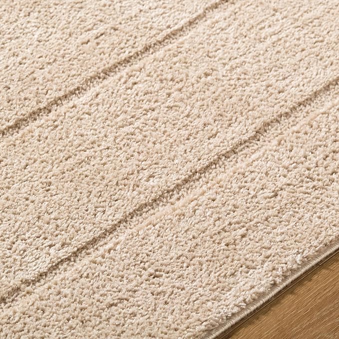 Livabliss x Our PNW Home Cascade Minimalist Striped Area Rug, 9'2" x 12', Taupe