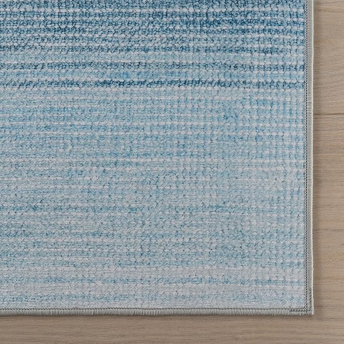Dash & Albert Pandora Blue Machine Washable Rug, 9.5 X 13.5 Feet, Blue Abstract Pattern