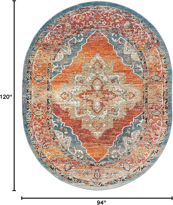 Unique Loom Isabella Collection Area Rug - Rossellini (7' 10" x 10' Oval, Rust Red/ Beige)