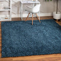 Unique Loom Davos Shag Collection Area Rug - Solid (3' 3" Square, Marine Blue)