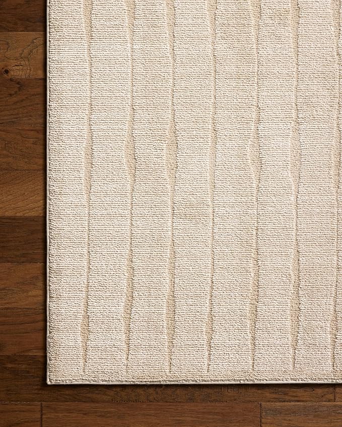 Loloi Chris Loves Julia Calvin Collection CLV-02 Ivory/Oatmeal 2'-3" x 3'-10" Accent Rug Checkered Neutral Soft Living Room Bedroom Carpet
