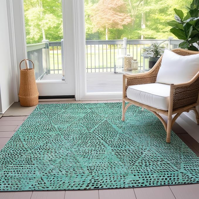 Addison Rugs Chantille ACN591 Teal 5' x 7'6" Indoor Outdoor Area Rug, Easy Clean, Machine Washable, Non Shedding, Bedroom, Living Room, Dining Room, Kitchen, Patio Rug