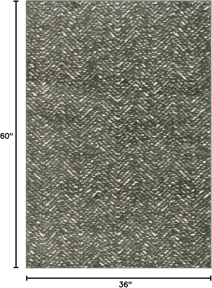 SAFAVIEH Adirondack Collection Area Rug - 3' x 5', Dark Green & Ivory, Chevron Design, Non-Shedding & Easy Care, Ideal for High Traffic Areas in Living Room, Bedroom, Dining (ADR104Y-3)
