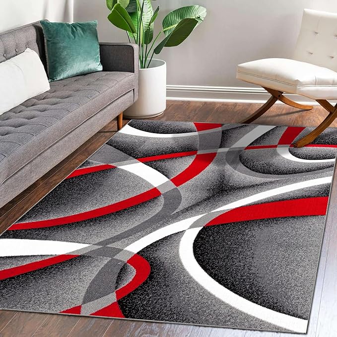 Persian Area Rugs 2305 Gray 4 ft x 5 ft Modern Abstract Area Rug