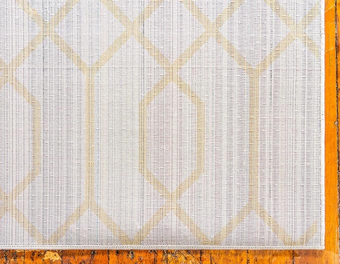 Unique Loom Marilyn Monroe Glam Collection Area Rug - Trellis (2' x 6' 1' Runner, White Gold/ Gold)