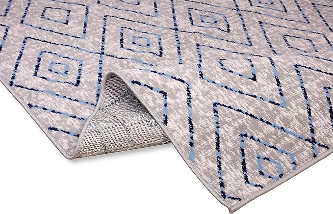 Furnish my Place Diamond Pattern Area Rug - 5 ft. x 8 ft., Light Grey, Moroccan, Transitional Rug with Geometric Style