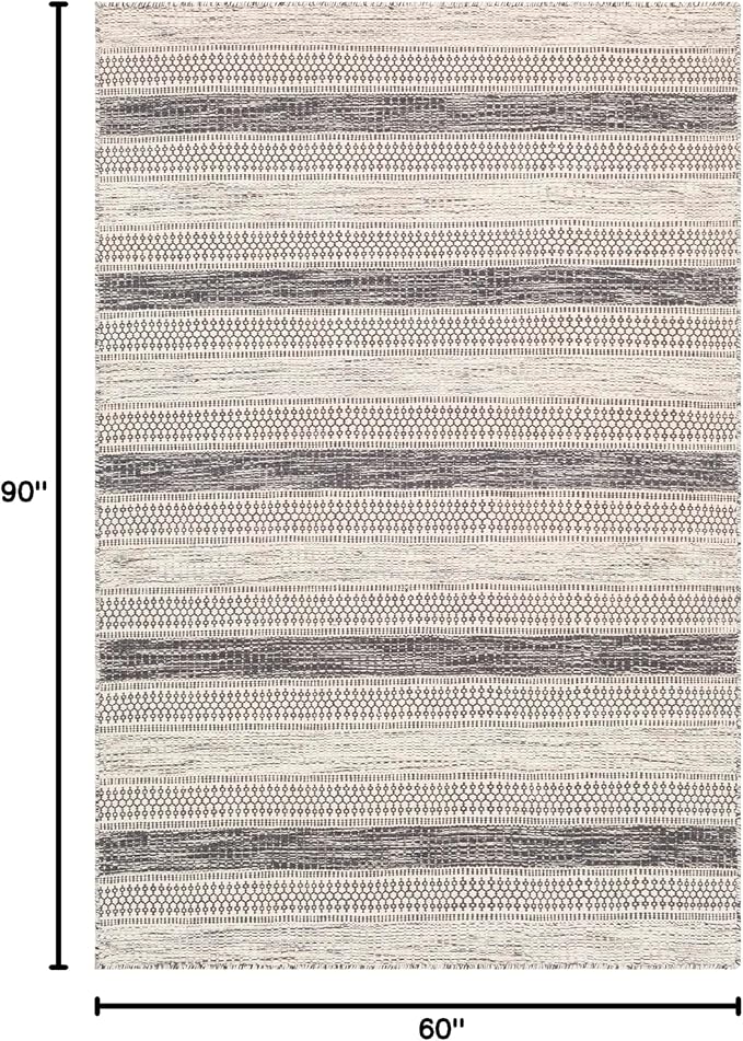 Mark&Day Wool Rugs, 5x7 Marvelle Global Medium Gray Area Rug, Black Ivory Carpet for Living Room, Bedroom or Kitchen (5' x 7'6")