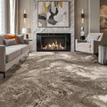Abstract 8x10 Area Rugs: Modern Washable Rug for Living Room Bedroom Dining Room Indoor - Thin Low Pile Non-Slip Large Carpet - Beige Brown