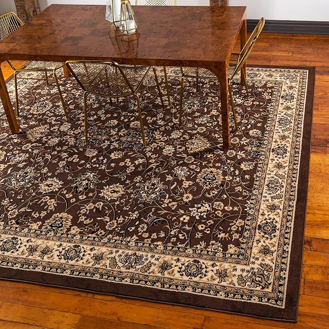 Unique Loom Sialk Hill Collection Area Rug - Washington (7' 10" Square Brown/Black)