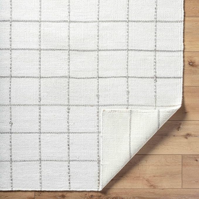 Mark&Day Wool Rugs, 2x8 Ishaq Cottage Off-White Runner Area Rug, White Silver Carpet for Hallway, Kitchen, Bedroom or Living Room (2'6" x 8' Runner)