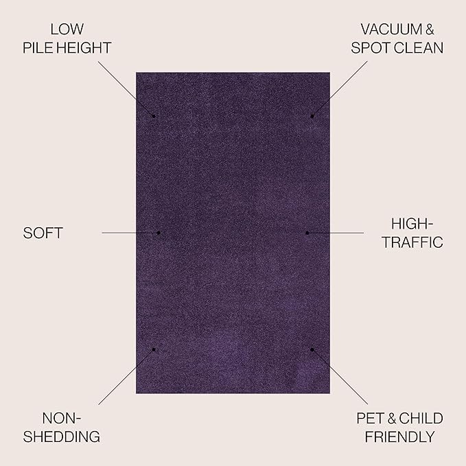 JONATHAN Y Haze Solid Low-Pile Purple 6x9 Oval Indoor Area Rug, Coastal,Bohemian,Minimalist,Classic, Easy-Cleaning for Living Room,Bedroom,Kitchen,Pet Friendly,Non-Shedding (SEU100N-6OV)
