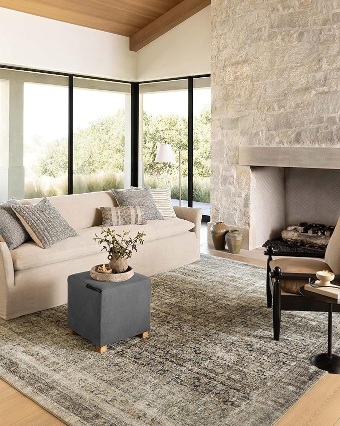 Loloi Amber Lewis Morgan Collection MOG-02 Navy/Sand 2'-3" x 9'-6" 38" Thick Runner Rug feat. CloudPile, Neutral, Room Décor, Vintage Inspired, Livingroom, Bedroom, Dining Area