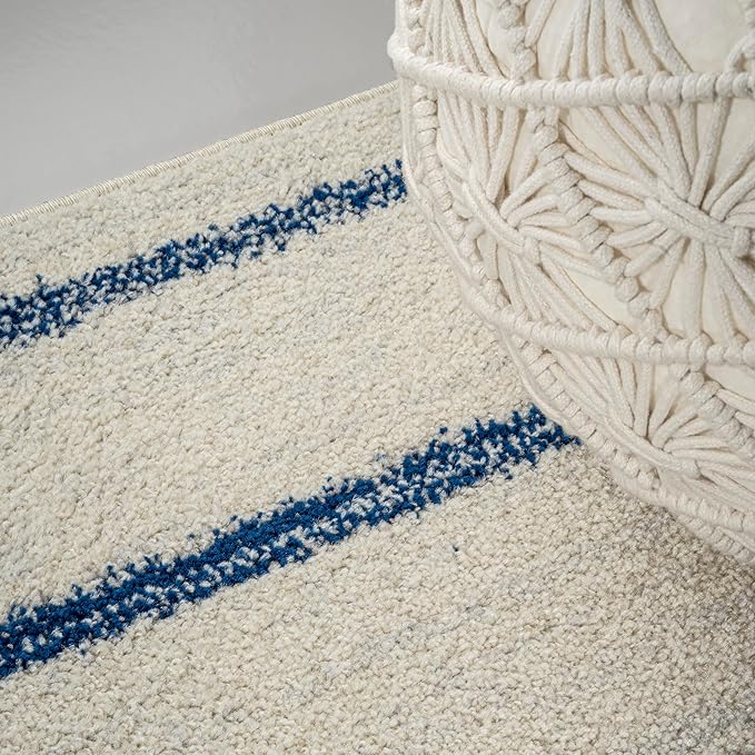 JONATHAN Y Williamsburg Minimalist Stripe Cream/Navy Indoor Area Rug, 4x6, Contemporary, Modern, Easy-Cleaning for Living Room, Bedroom, Kitchen, Pet Friendly, Non-Shedding (MOH201E-4)