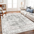 Area Rug 6'x9' Washable Vintage Traditional Floor Cover Thin Retro Kitchen Indoor Distressed Non Slip Carpet for Living Room Bedroom Dining Room