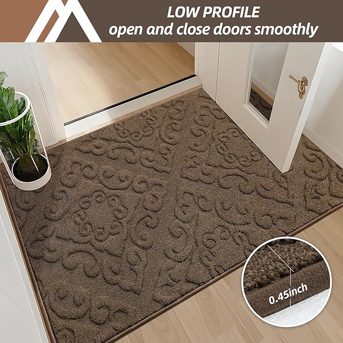 COSY HOMEER Door Mat 32”x48”,Absorbent Dirt Trapper Entryway Rugs,Non-Slip Welcome Mat,Washable Entry Rugs,Low Pile Doormat for Front Back Door,Wet Shoes & Paws,Brown