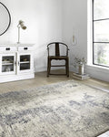 Loloi Teagan Collection TEA-07 Natural/Denim 2'-8" x 4' Accent Rug, Large, Soft Neutral Rug, High-Traffic for Living Room, Bedroom, Home Office, Dining Area