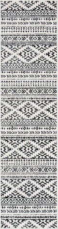 SAFAVIEH Tulum Collection Runner Rug - 2' x 19', Ivory & Black, Moroccan Boho Tribal Design, Non-Shedding & Easy to Clean, Ideal for Living Room, Hallway, Foyer, Bedroom (TUL272B)