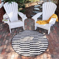Unique Loom Outdoor Striped Collection Area Rug - Striped (4' 1" Round, Charcoal/Ivory)