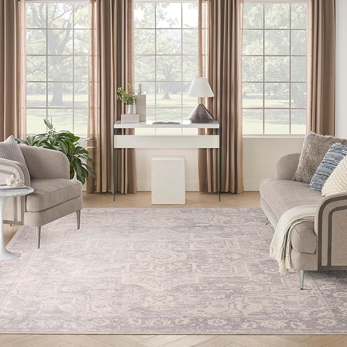 Nourison Home Astra Machine Washable Grey 7'10" x 10' Area Rug - Easy Clean, Non Shedding, Bed Room, Living Room, Dining Room, Kitchen (8' x 10')