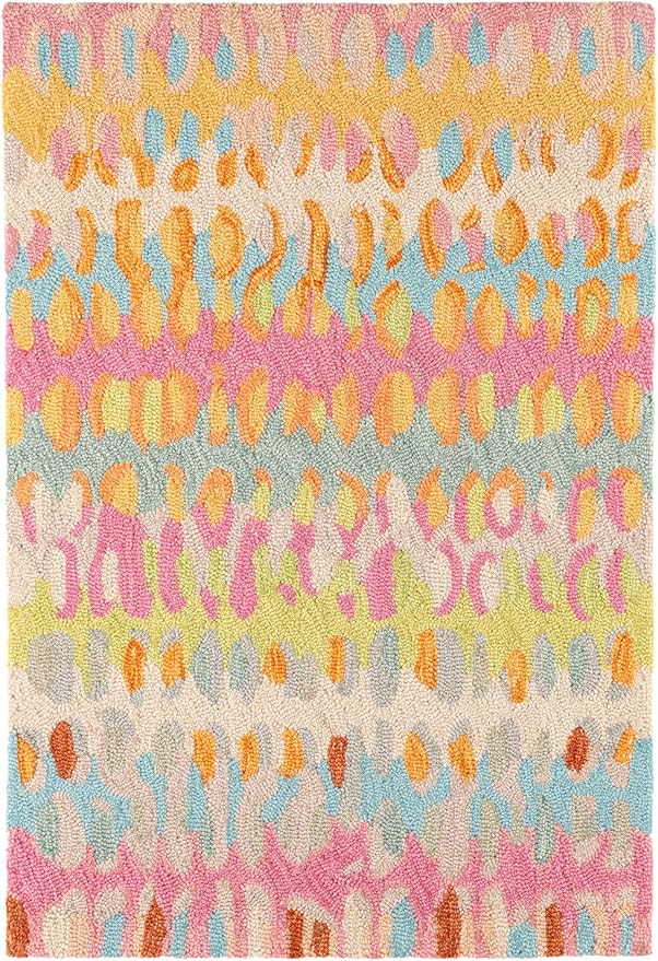 Dash and Albert Paint Chip Wool Area Rug - 5' x 8' Confetti Graphic Hand Micro Hooked Accent Rug - Durable, High Traffic Areas Hallway, Living Room, Stairs