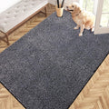 PURRUGS Easy Care Area Rug 4ft x 6ft, Non-Slip Machine Washable Door Mat, Stain Resistant Accent Rug for Entry, Hallway, Bedroom, Living Room and Mudroom, Bluish Grey-Black