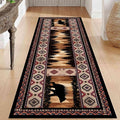 Rustic Cabin Bear Runner Rug, 2x10ft, Native American Long Runner Rug, Wildlife Black Bear Forest Hallway Rug, Vintage Brown Non-Slip Washable Southwestern Style Rug for Entry Kitchen