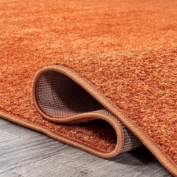 JONATHAN Y Haze Solid Low-Pile Orange Indoor Area Rug 4x6, Coastal,Bohemian,Minimalist,Classic, Easy-Cleaning for Living Room,Bedroom,Kitchen,Pet Friendly,Non-Shedding (SEU100M-4)