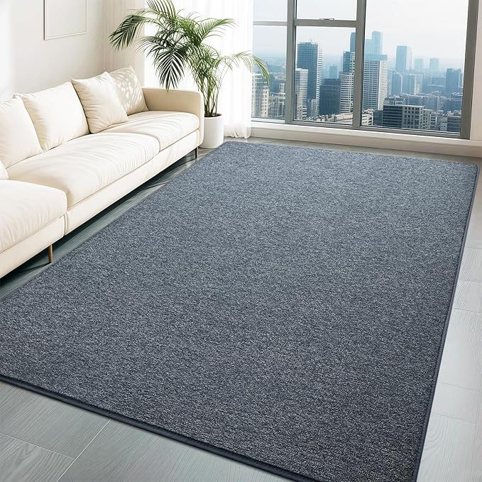HQAYW 7x10 Large Area Rugs for Living Room Bedroom, Modern Thickened Memory Foam Soft Rug, Low Pile Minimalist Washable Non Slip Carpets for Kids Girls Boys Nursery Dorm Home Decor, Navy Blue