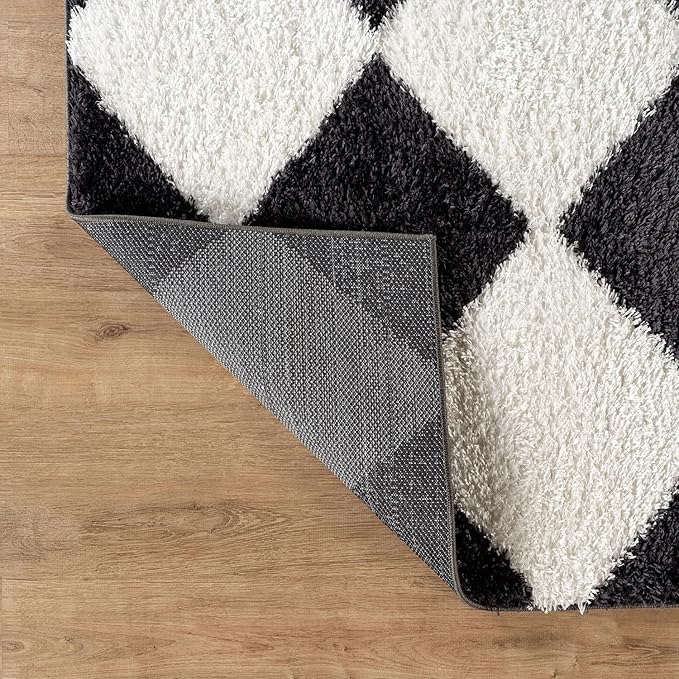 Rugshop Diamond Wave Pattern Shag Area Rug Anthracite Dark Gray 7' 10" x 10' Perfect for Large Living Rooms, Dining Areas, or Master Bedrooms