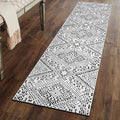Rugshop Boho Cream Tribal Area Rug Modern Indoor Carpet for Living Room, Bedroom, or Entryway – Non-Shedding, Low Pile Geometric Design 2' 3" x 12'