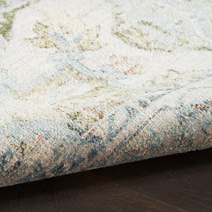 Nourison Home Astra Machine Washable Blue Green 2'2" x 8' Area Rug - Easy Clean, Non Shedding, Bed Room, Living Room, Dining Room, Kitchen (8' Runner)