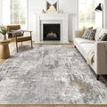 7x9 Area Rug Living Room: Washable Large Abstract Modern Soft Rugs Stain Resistant Indoor Floor Non Slip Accent Carpet for Bedroom Nursery Playroom Office Dining Room Dorm Home House- Gray Rust