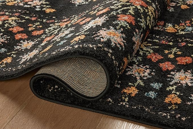 Loloi Rifle Paper Co. Laurel Collection LAU-02 Black 2'-8" x 8' Runner Rug