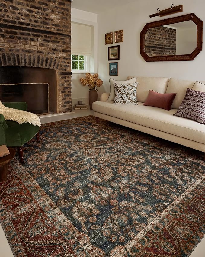 Loloi Chris Loves Julia Jules Collection JUL-10 Ocean/Spice 2'-0" x 5'-0", .13" Pile Height, Area Rug
