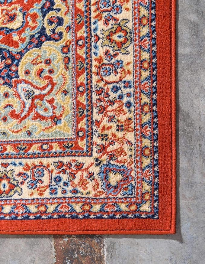 Unique Loom Reza Collection Traditional Persian Style Area Rug, 9 ft 10 in x 13 ft, Terracotta/Ivory