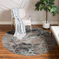 Unique Loom Trellis Frieze Collection Area Rug - Geometric (5' Round, Blue Multi/ Ivory)