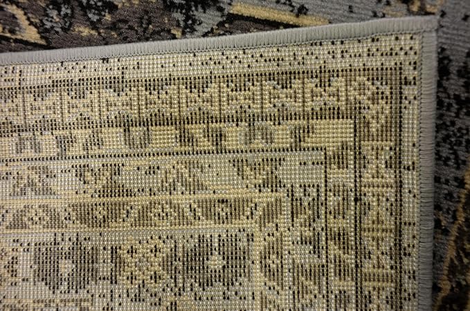Unique Loom Taftan Collection Border Geometric Tribal Inspired Design Area Rug (2' 7 x 10' 0 Runner, Gray/ Black)