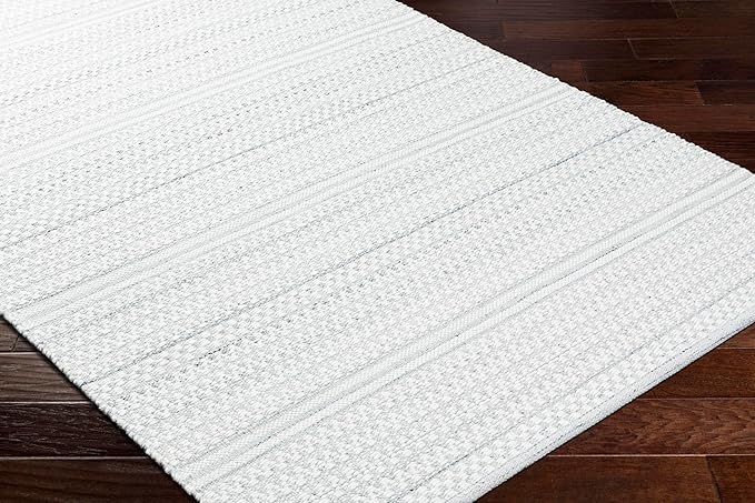 Mark&Day Wool Rugs, 4x6 Precious Solid and Border Cream/Charcoal Area Rug, Cream Grey Carpet for Living Room, Bedroom or Kitchen (3'6" x 5'6")