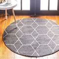 Unique Loom Trellis Frieze Collection Area Rug - Geometric (7' Round, Dark Gray/ Ivory)