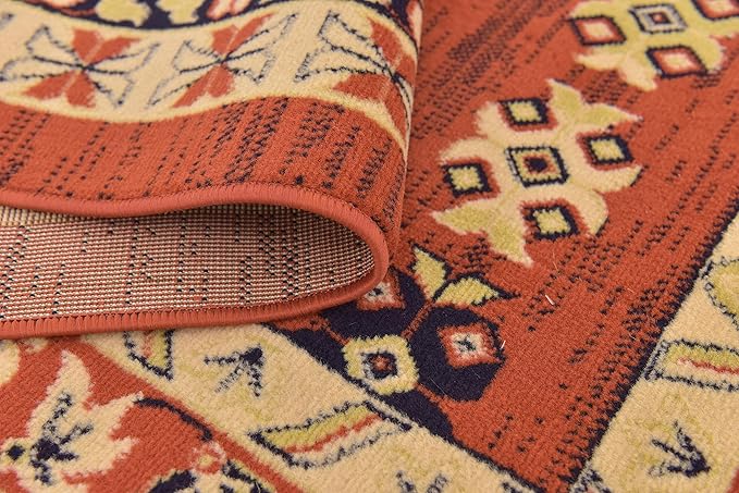 Unique Loom Taftan Collection Border Geometric Tribal Inspired Design Area Rug (8' 0 x 8' 0 Square, Terracotta/ Ivory)