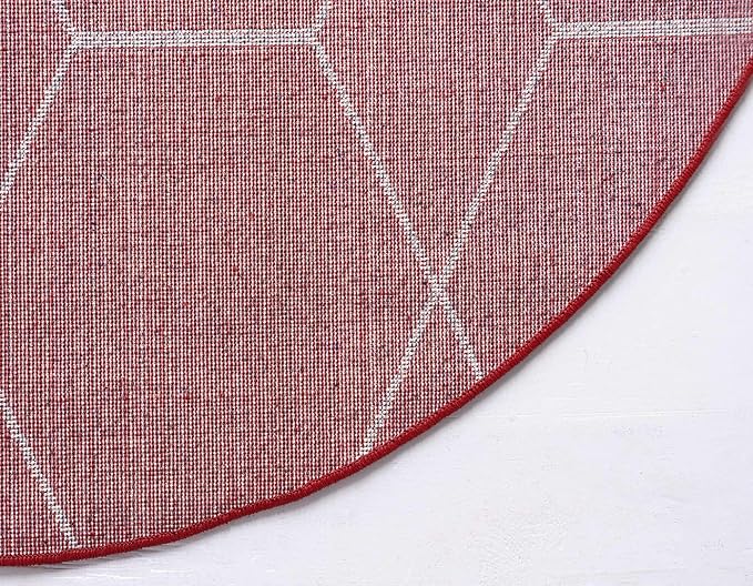 Unique Loom Trellis Frieze Collection Area Rug - Geometric (5' 1" Round Red/Ivory)