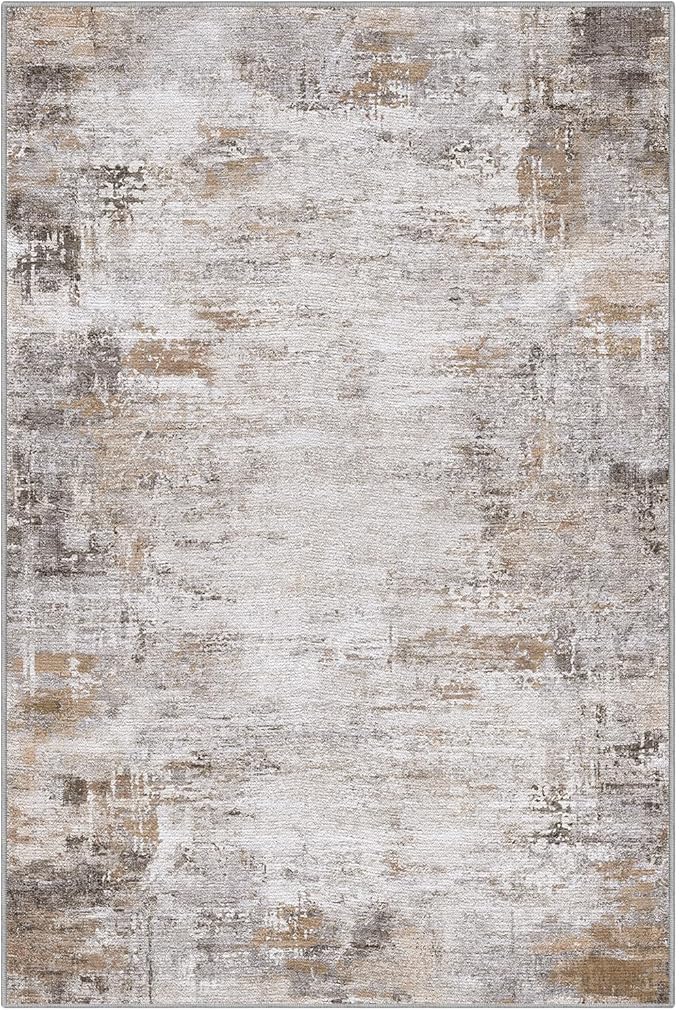 LUMI 8x12 Washable Area Rug for Living Room, Ultra Soft Modern Abstract Rugs Non Slip with Rubber Backing, Low Profile, High Traffic, Stain Resistant Carpets, Ideal for Bedroom, Dining Room, Indoor